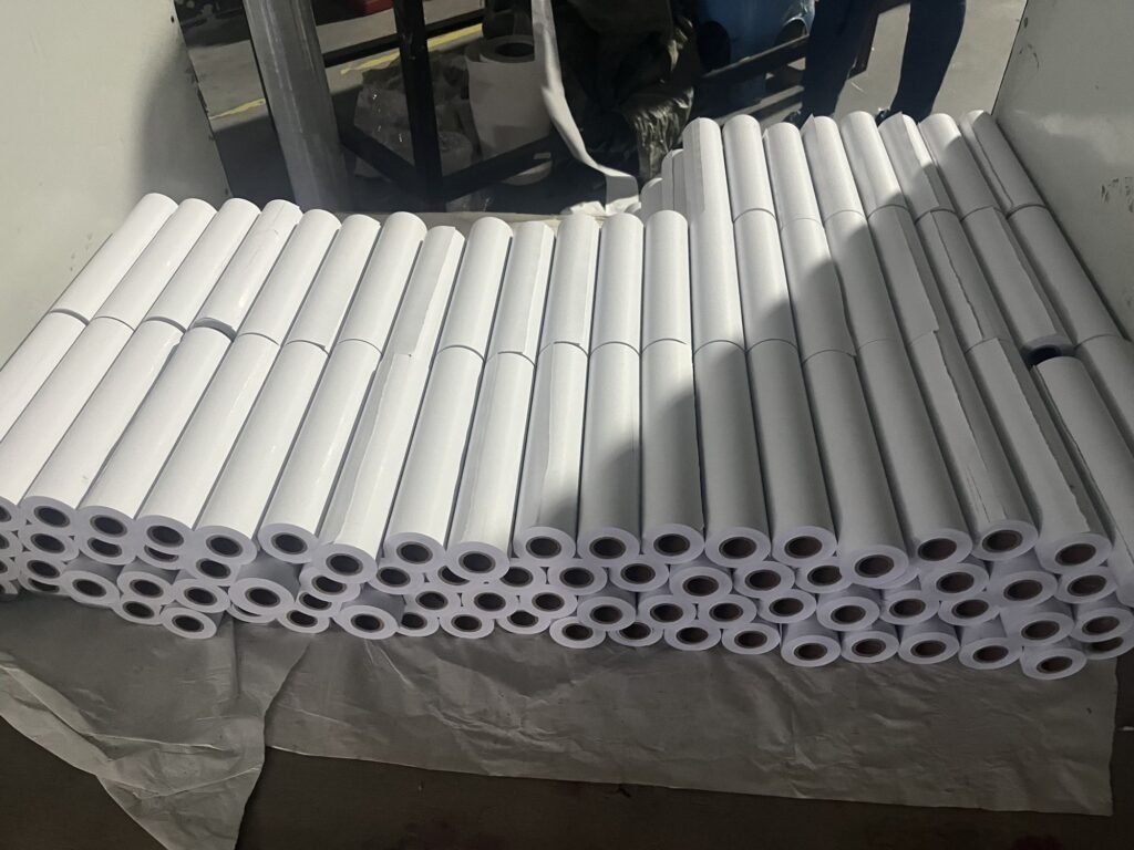 Stacked fax paper rolls